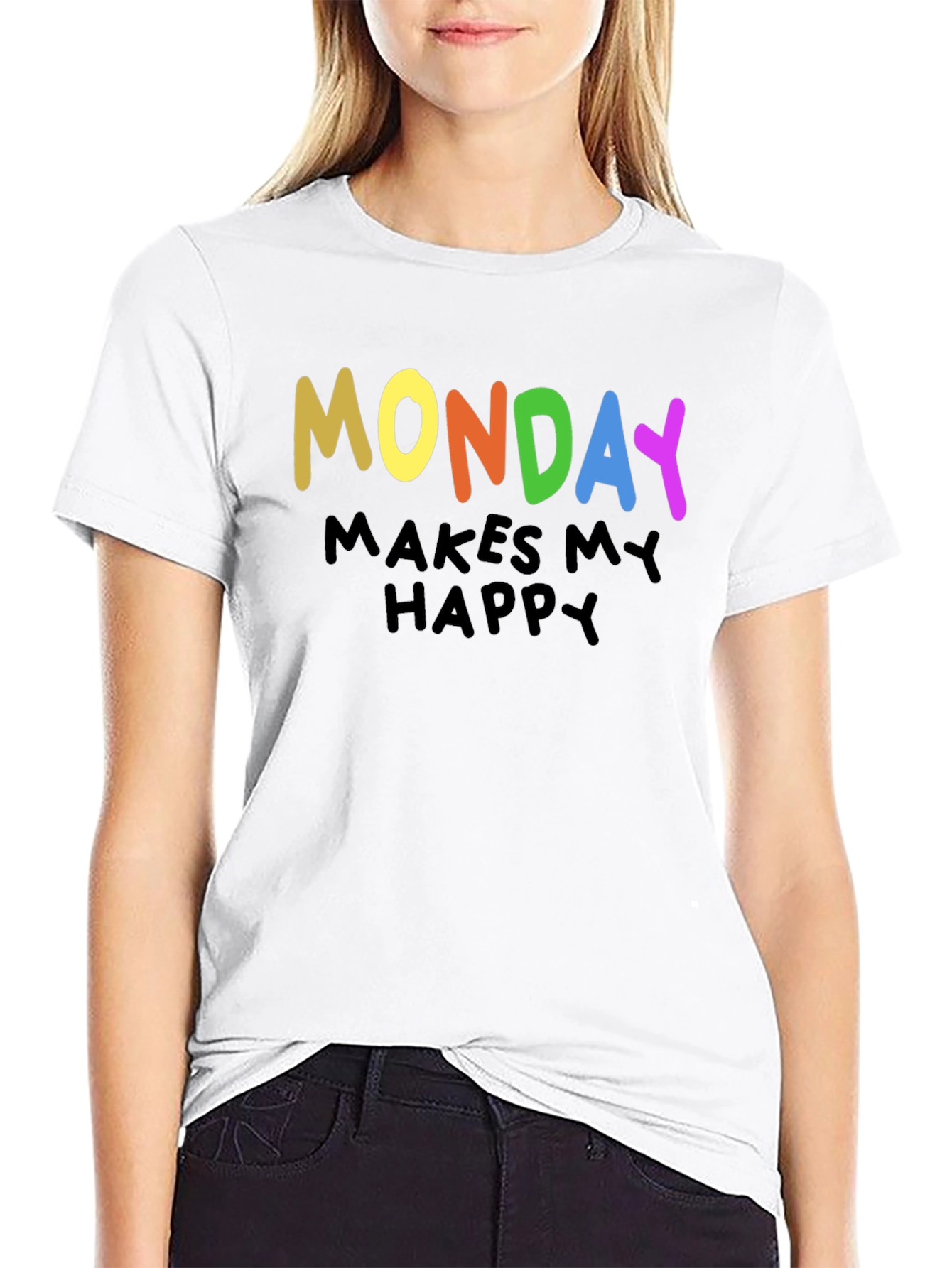 Monday Makes Me Happy Graphic Tee - Black
