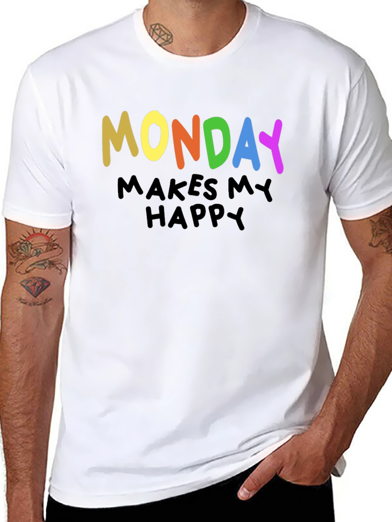 Monday Makes Me Happy Graphic Tee - Black