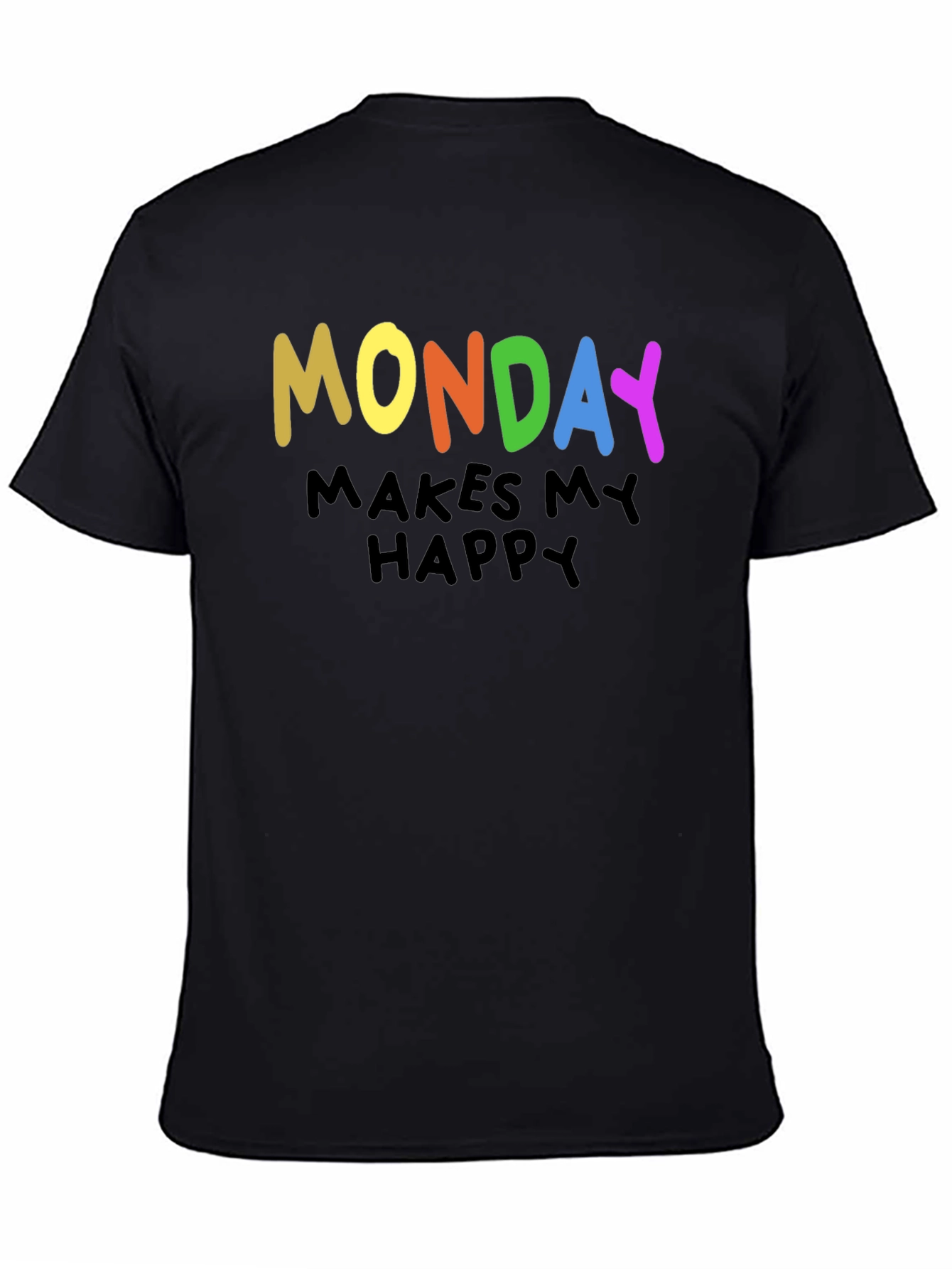 Monday Makes Me Happy Graphic Tee - Black