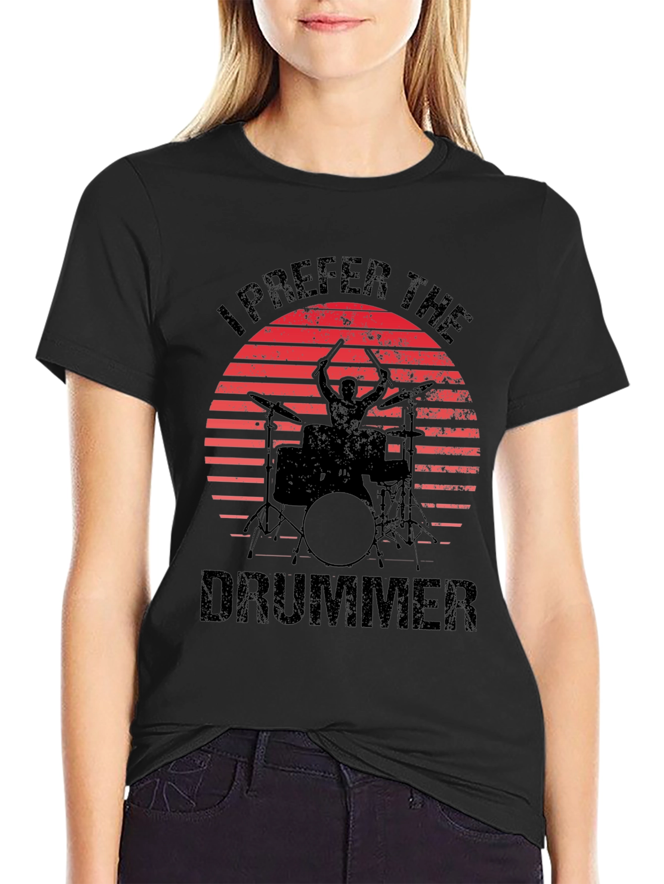 I Prefer The Drummer Black T-Shirt