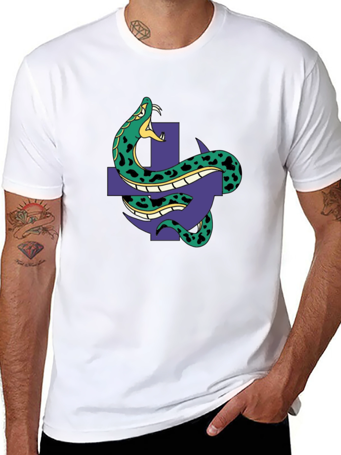 Snake & Cross Graphic Tee - Black