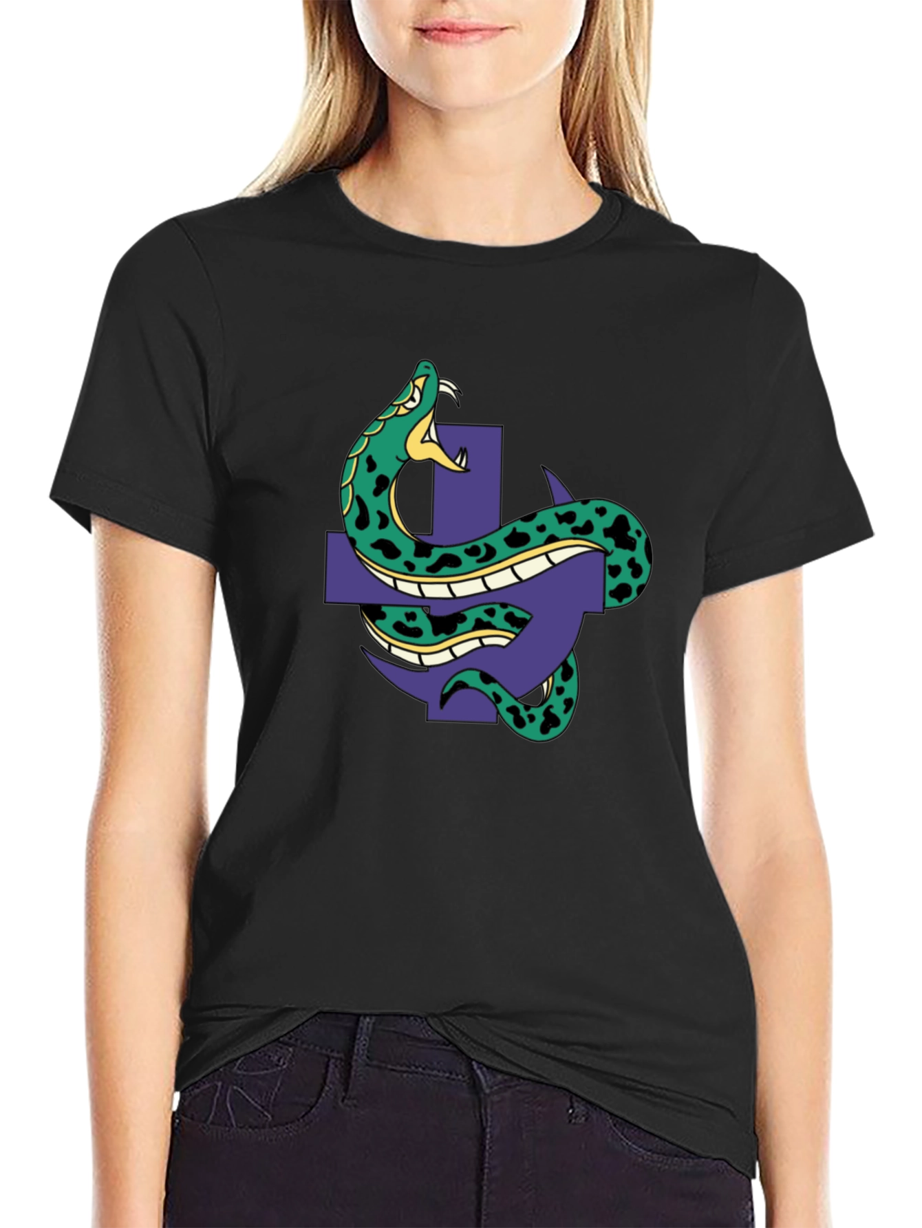 Snake & Cross Graphic Tee - Black