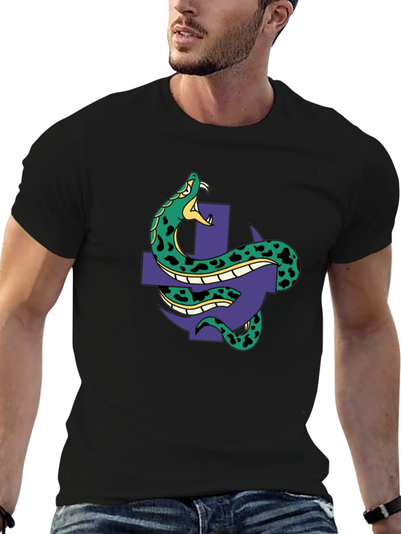 Snake & Cross Graphic Tee - Black