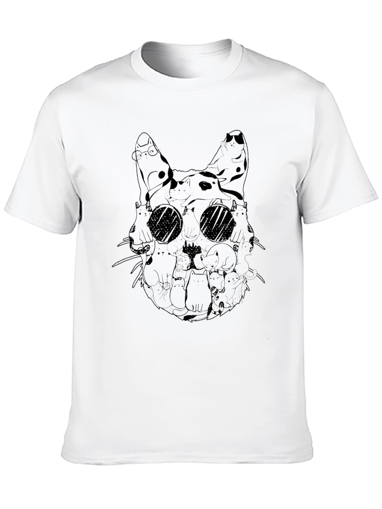 Cat Skull Graphic Tee - Unique Design