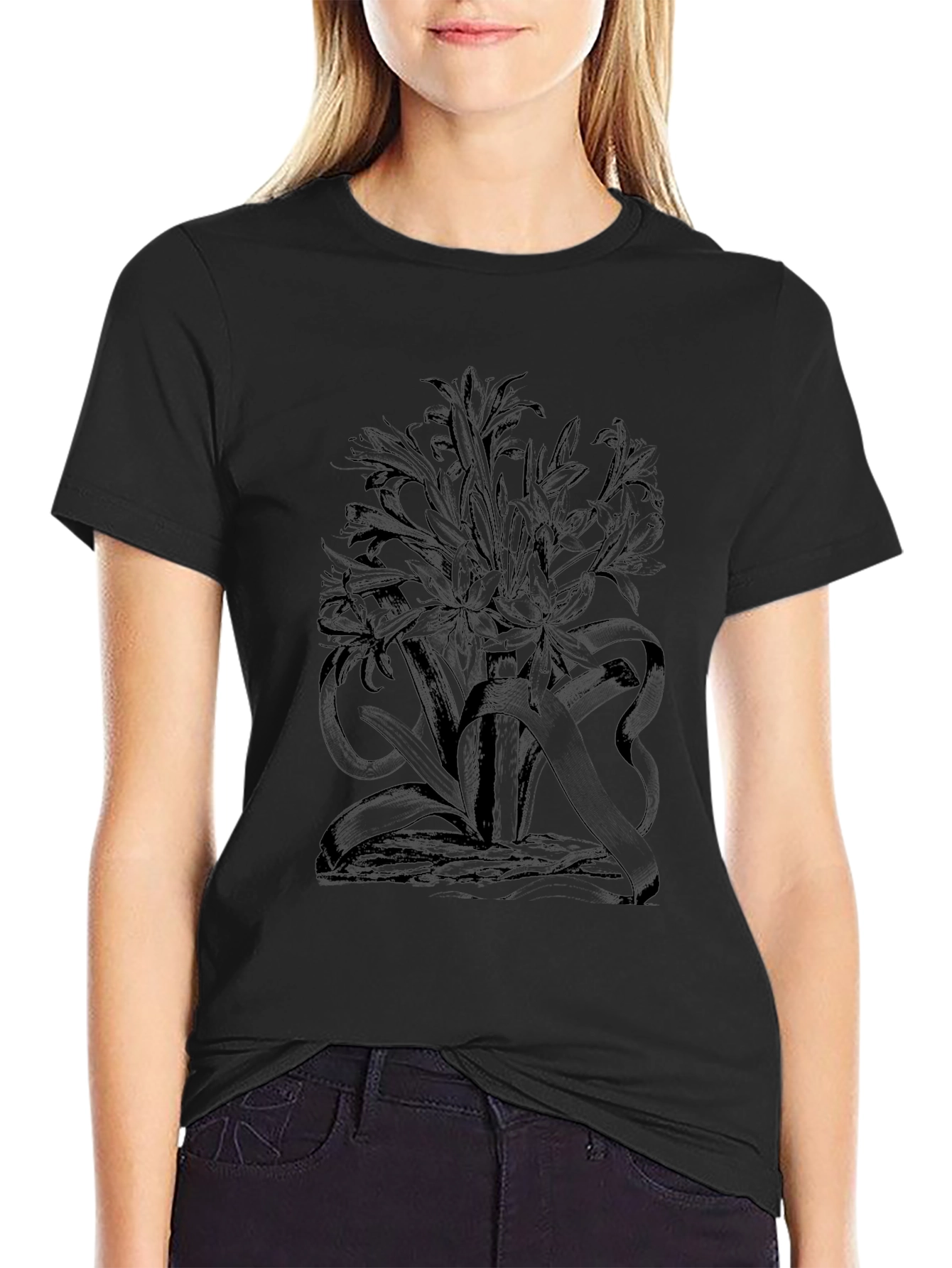 Floral Graphic Black T-Shirt - Stylish Mens Tee