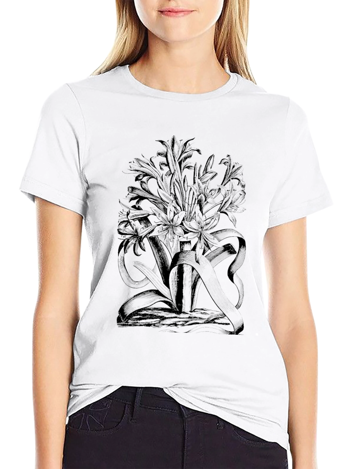 Floral Graphic Black T-Shirt - Stylish Mens Tee