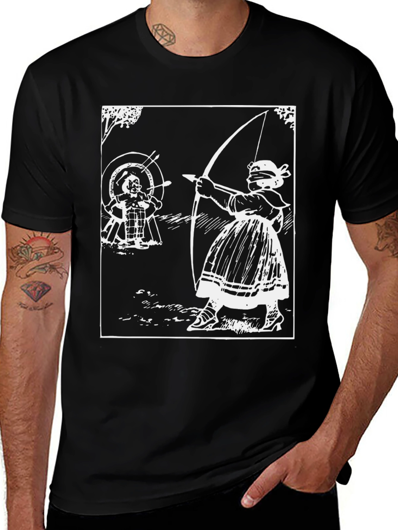 Archery Graphic Tee - Black Cotton T-Shirt