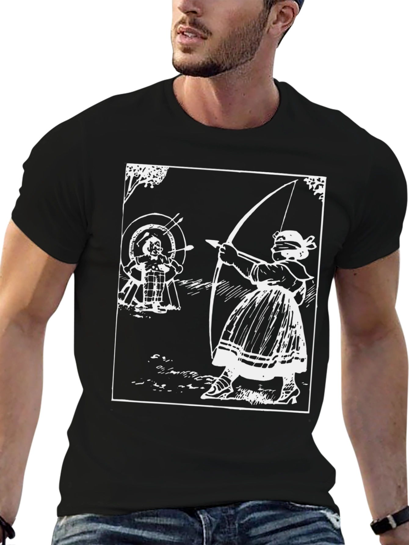 Archery Graphic Tee - Black Cotton T-Shirt