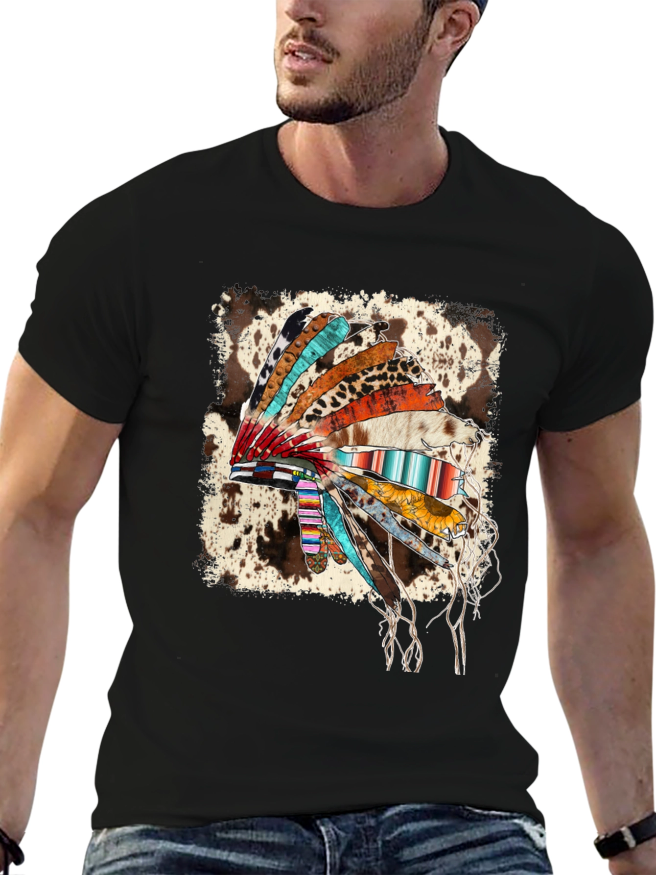 Rustic Headdress Graphic Tee - Western Style