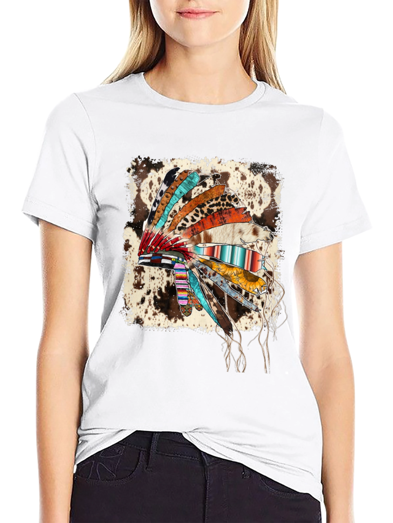 Rustic Headdress Graphic Tee - Western Style