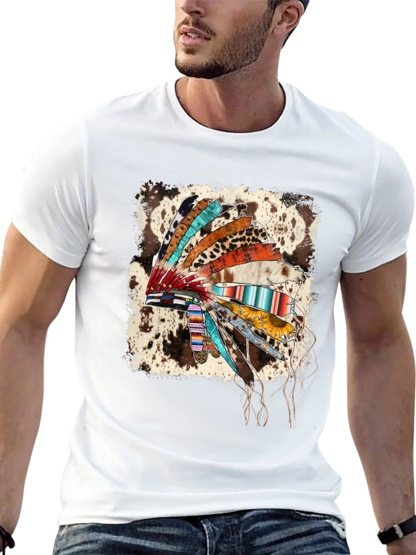 Rustic Headdress Graphic Tee - Western Style