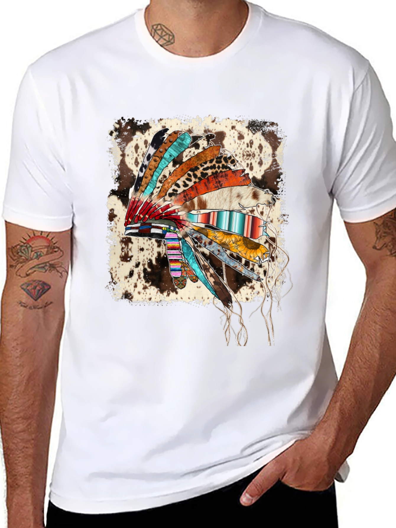 Rustic Headdress Graphic Tee - Western Style