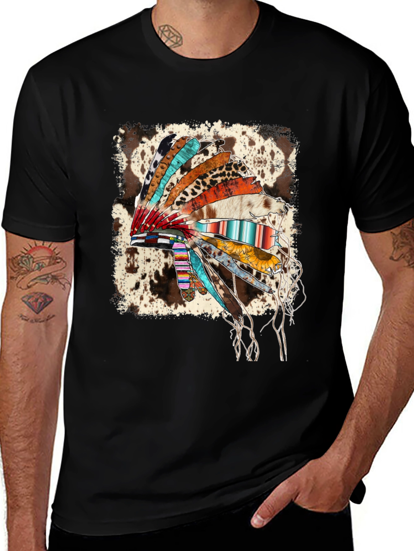 Rustic Headdress Graphic Tee - Western Style