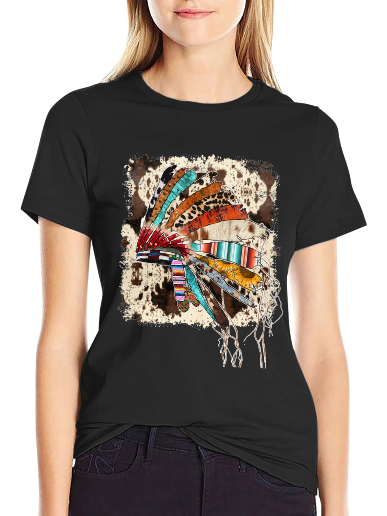 Rustic Headdress Graphic Tee - Western Style