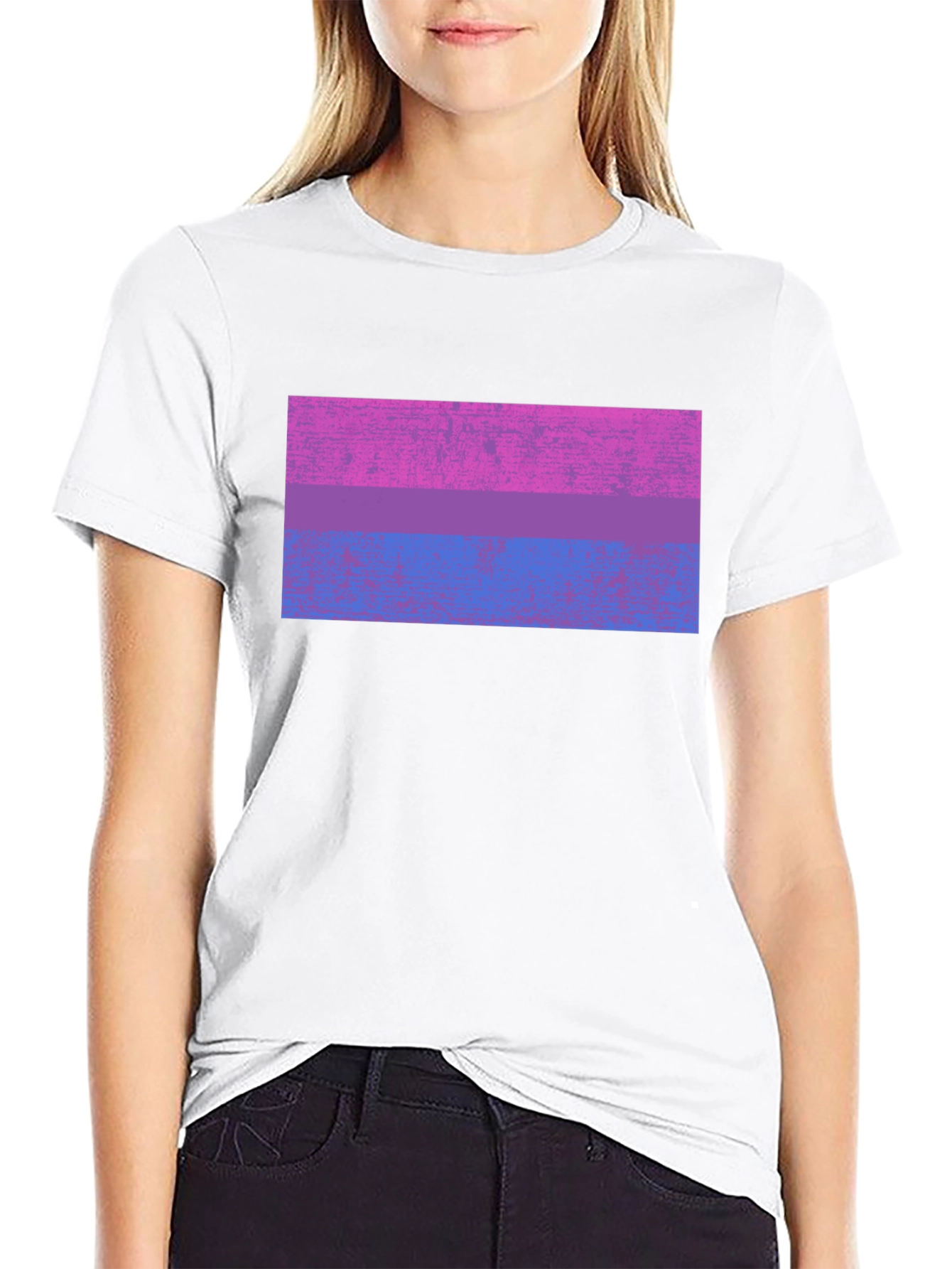 Bisexual Pride Flag Graphic Tee - Black Cotton Blend