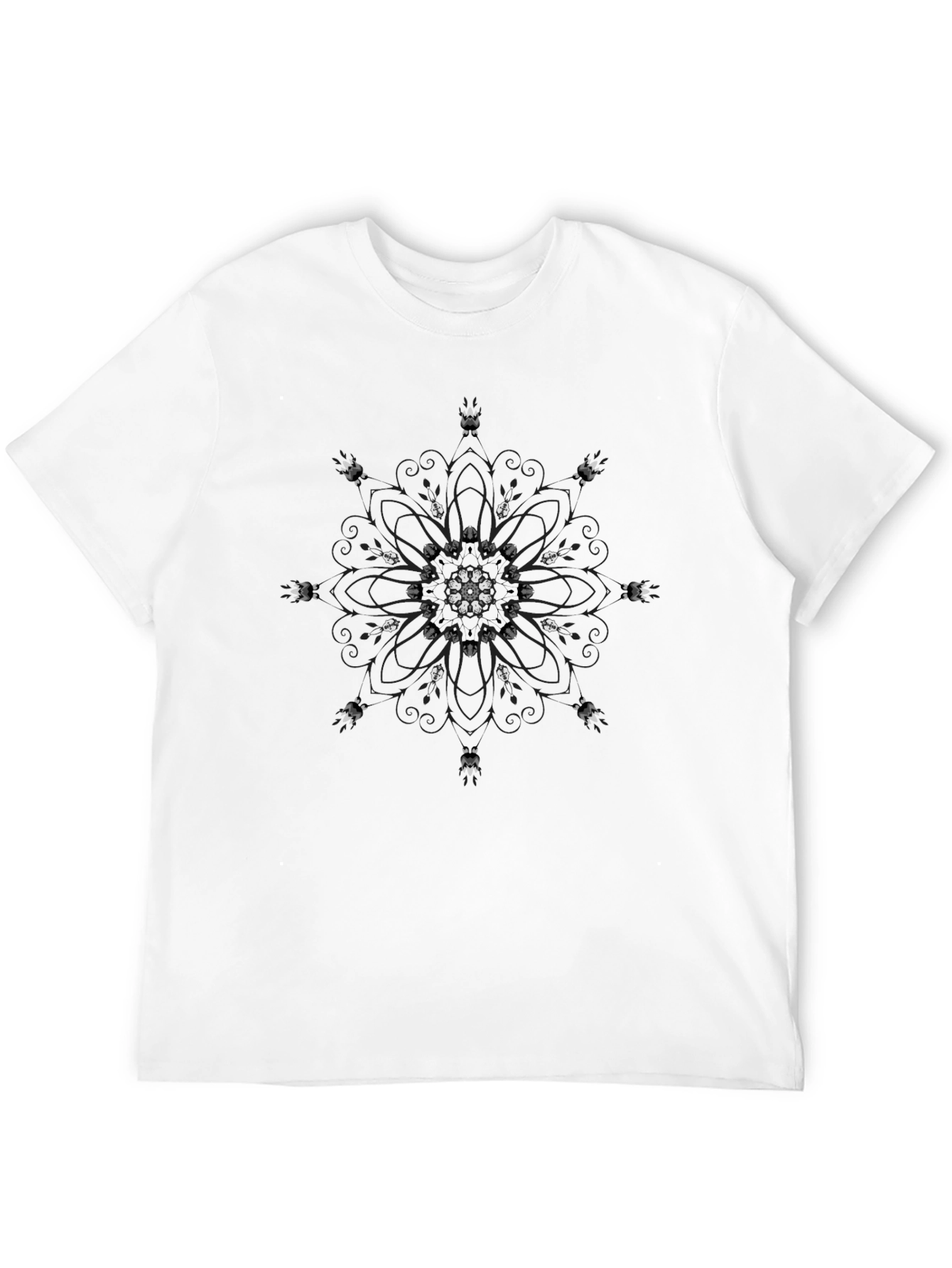 Black T-Shirt with Mandala Design