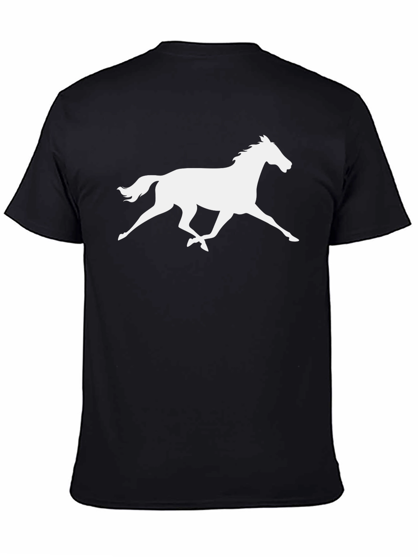 Galloping Horse Graphic Tee - Black Cotton T-Shirt
