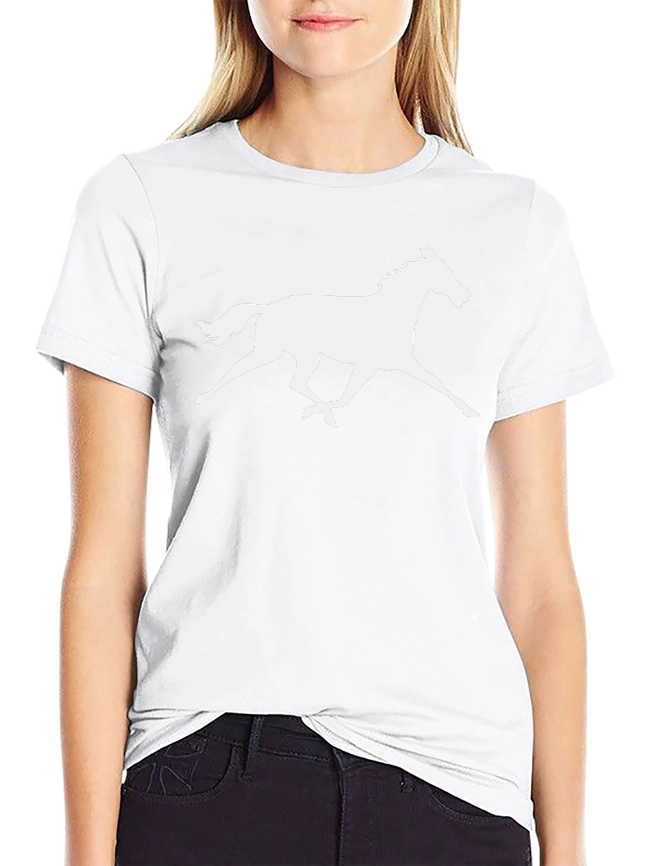 Galloping Horse Graphic Tee - Black Cotton T-Shirt