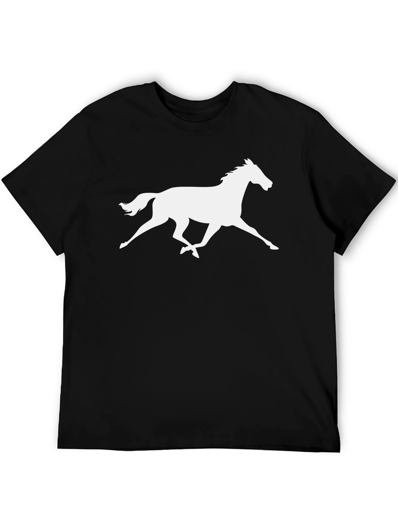 Galloping Horse Graphic Tee - Black Cotton T-Shirt