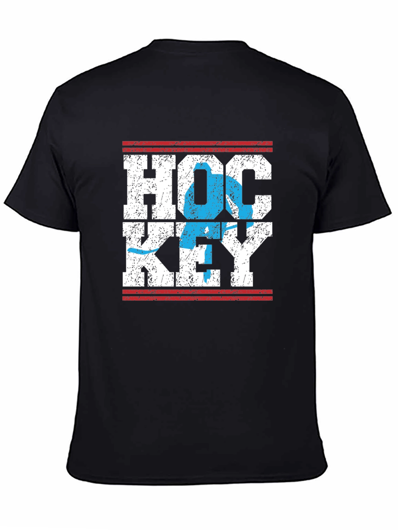 Distressed Hockey Graphic Tee - Black