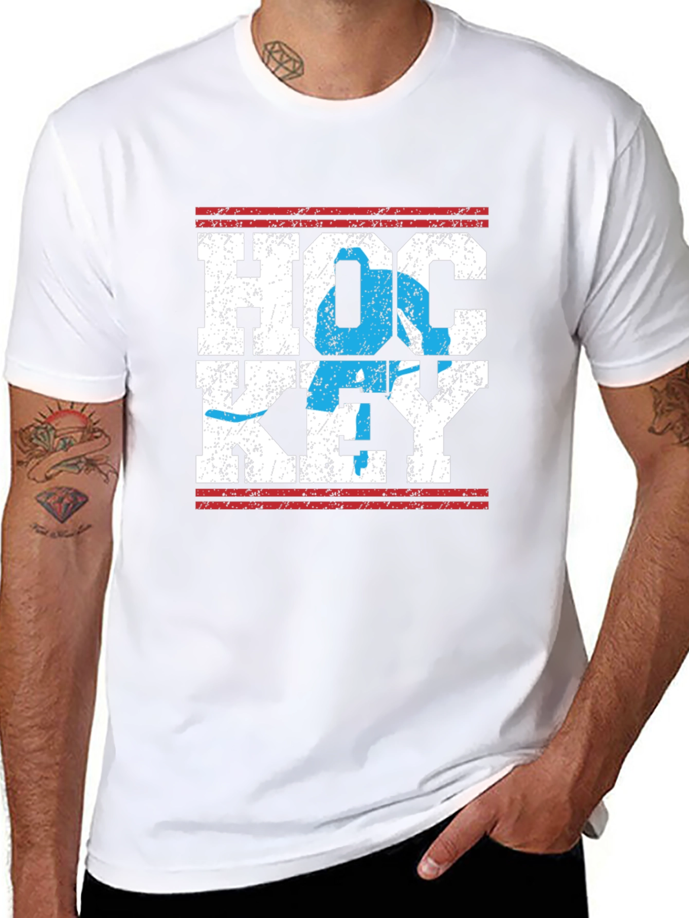 Distressed Hockey Graphic Tee - Black