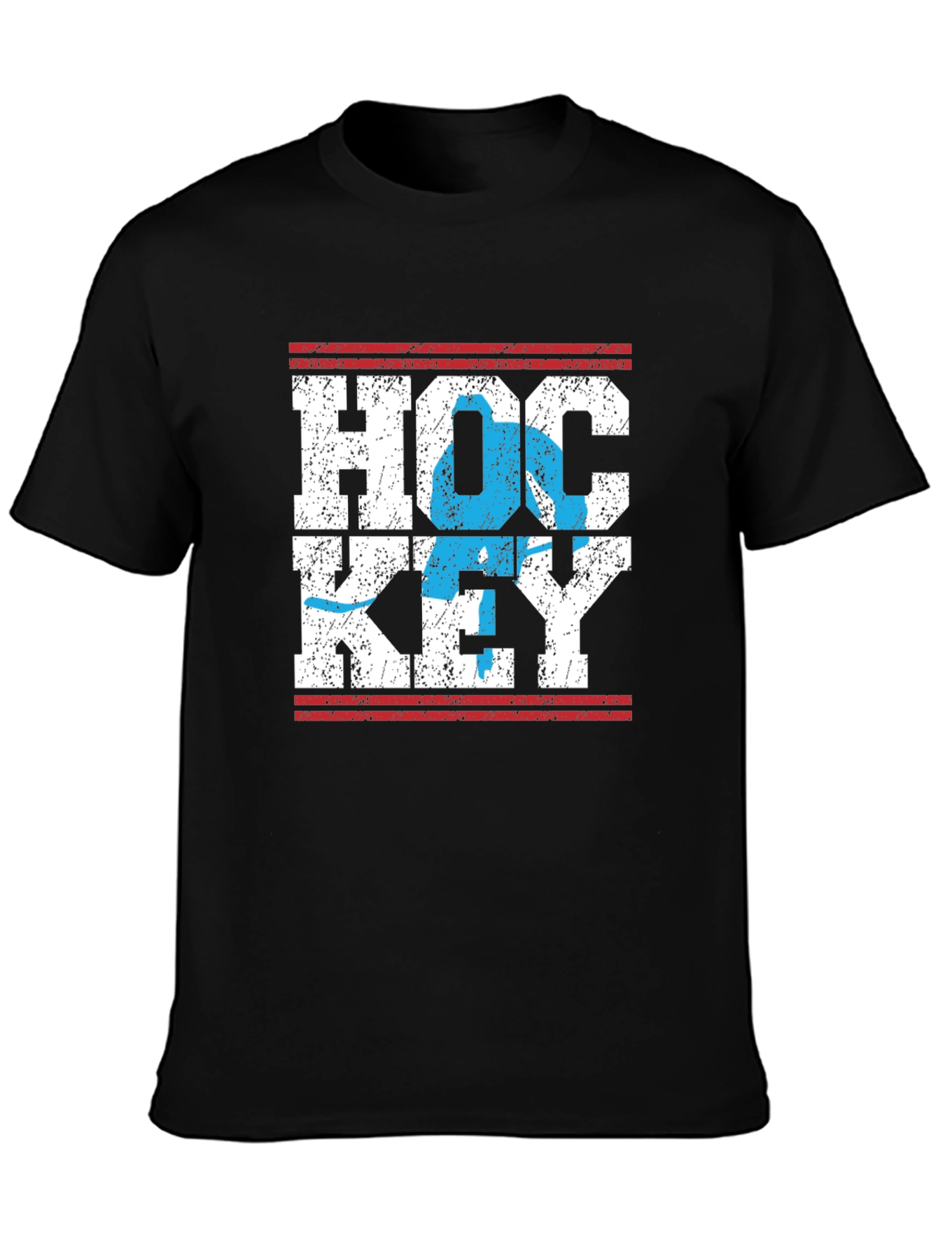 Distressed Hockey Graphic Tee - Black