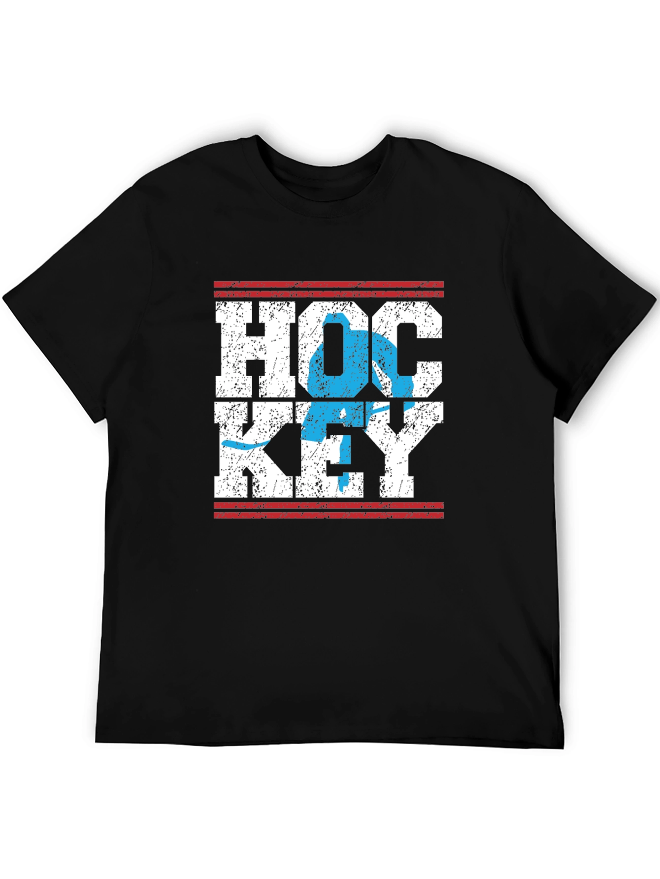 Distressed Hockey Graphic Tee - Black