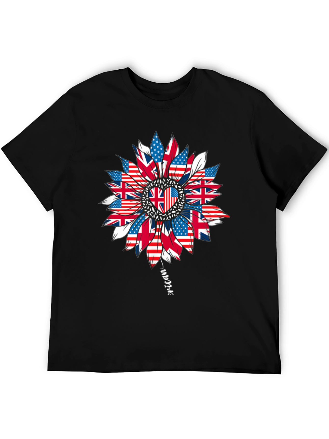 USA UK Flag Sunflower Graphic Tee