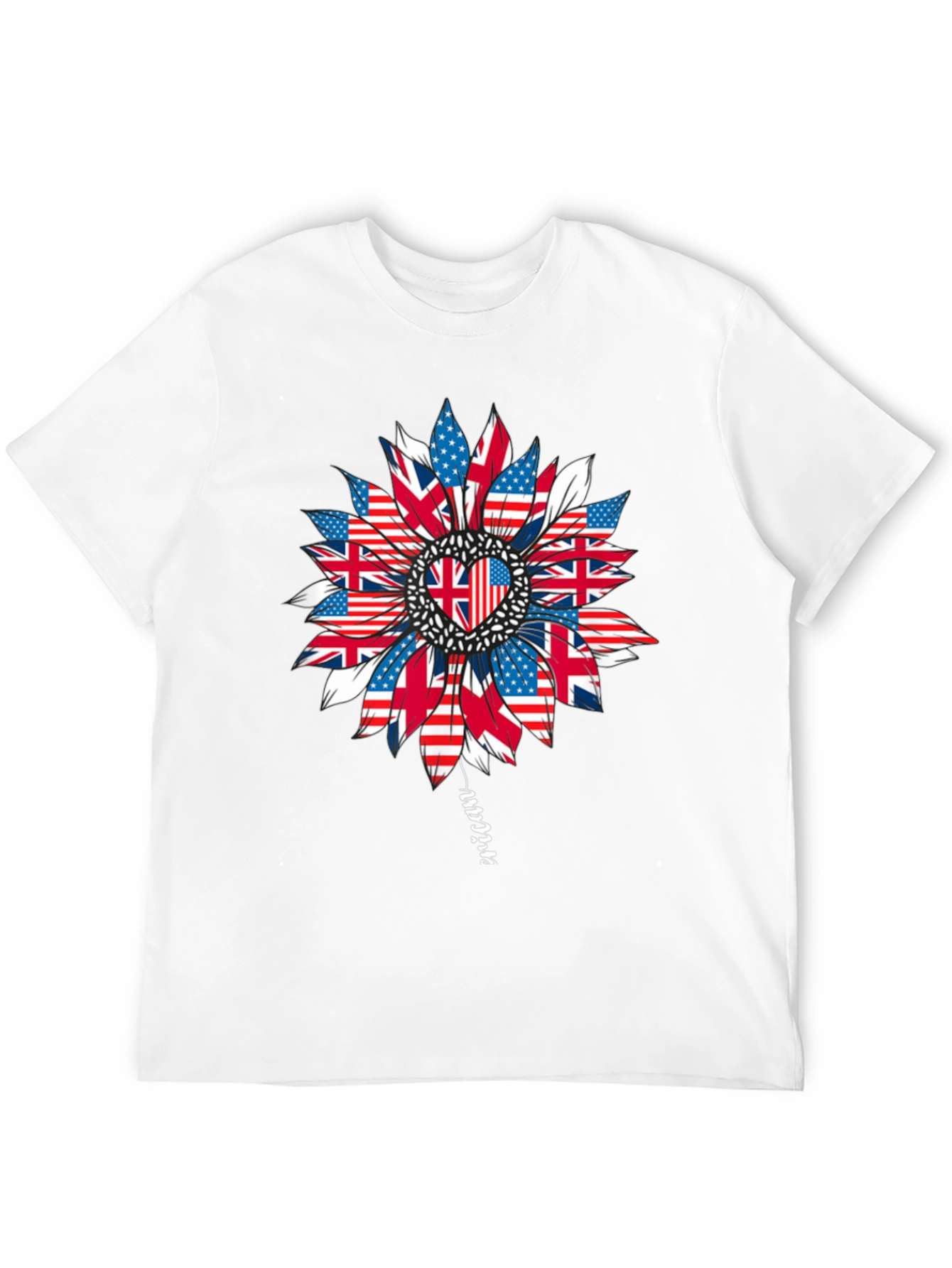 USA UK Flag Sunflower Graphic Tee