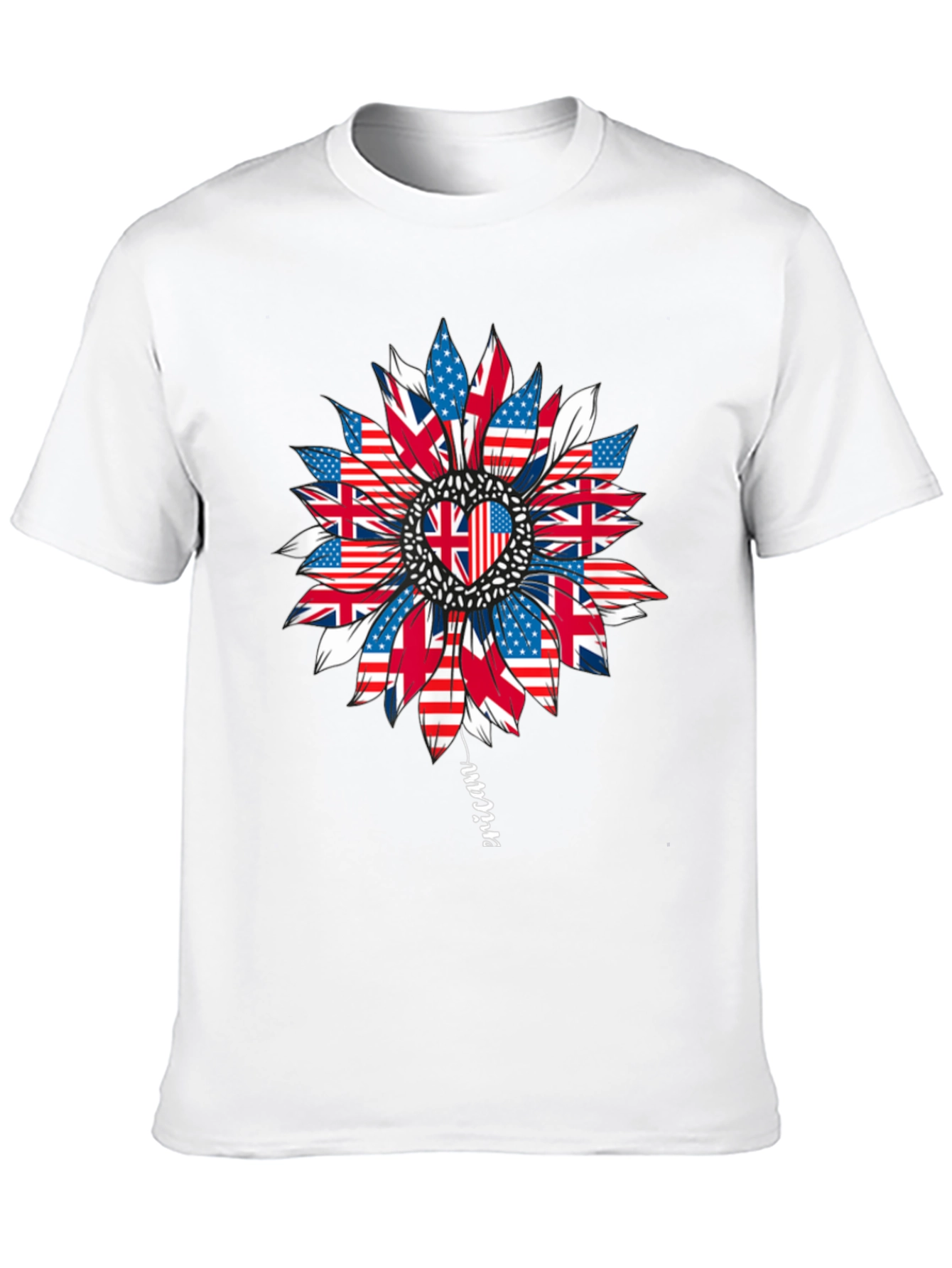 USA UK Flag Sunflower Graphic Tee