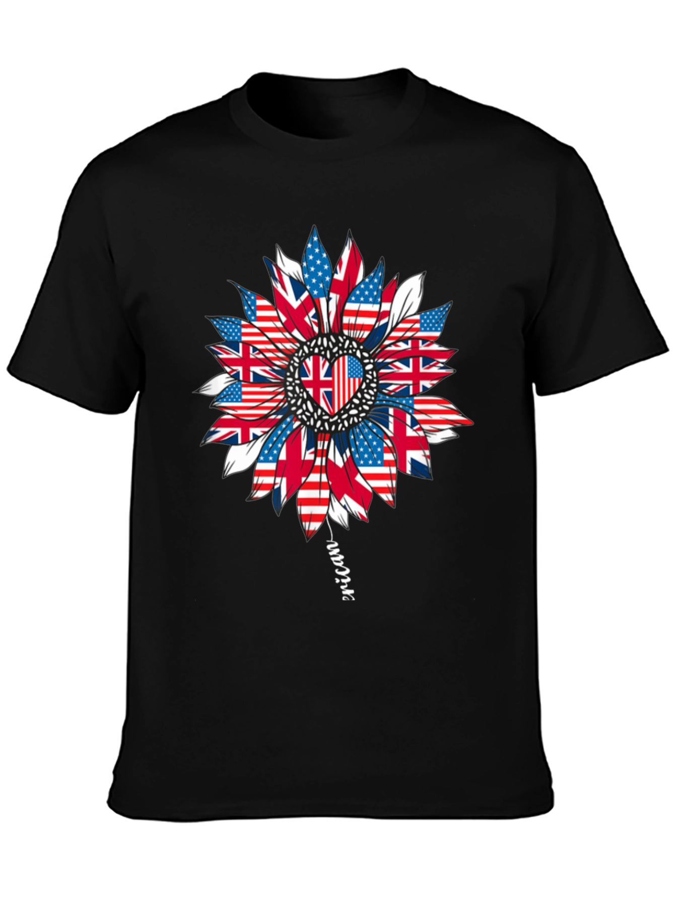 USA UK Flag Sunflower Graphic Tee