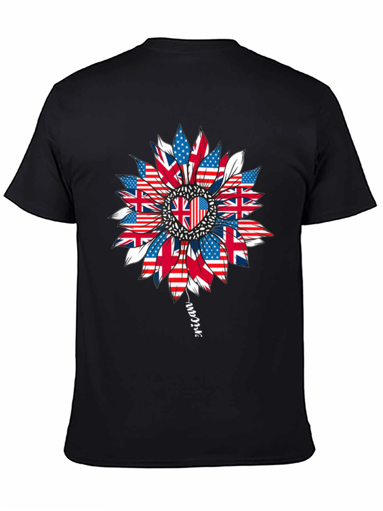 USA UK Flag Sunflower Graphic Tee