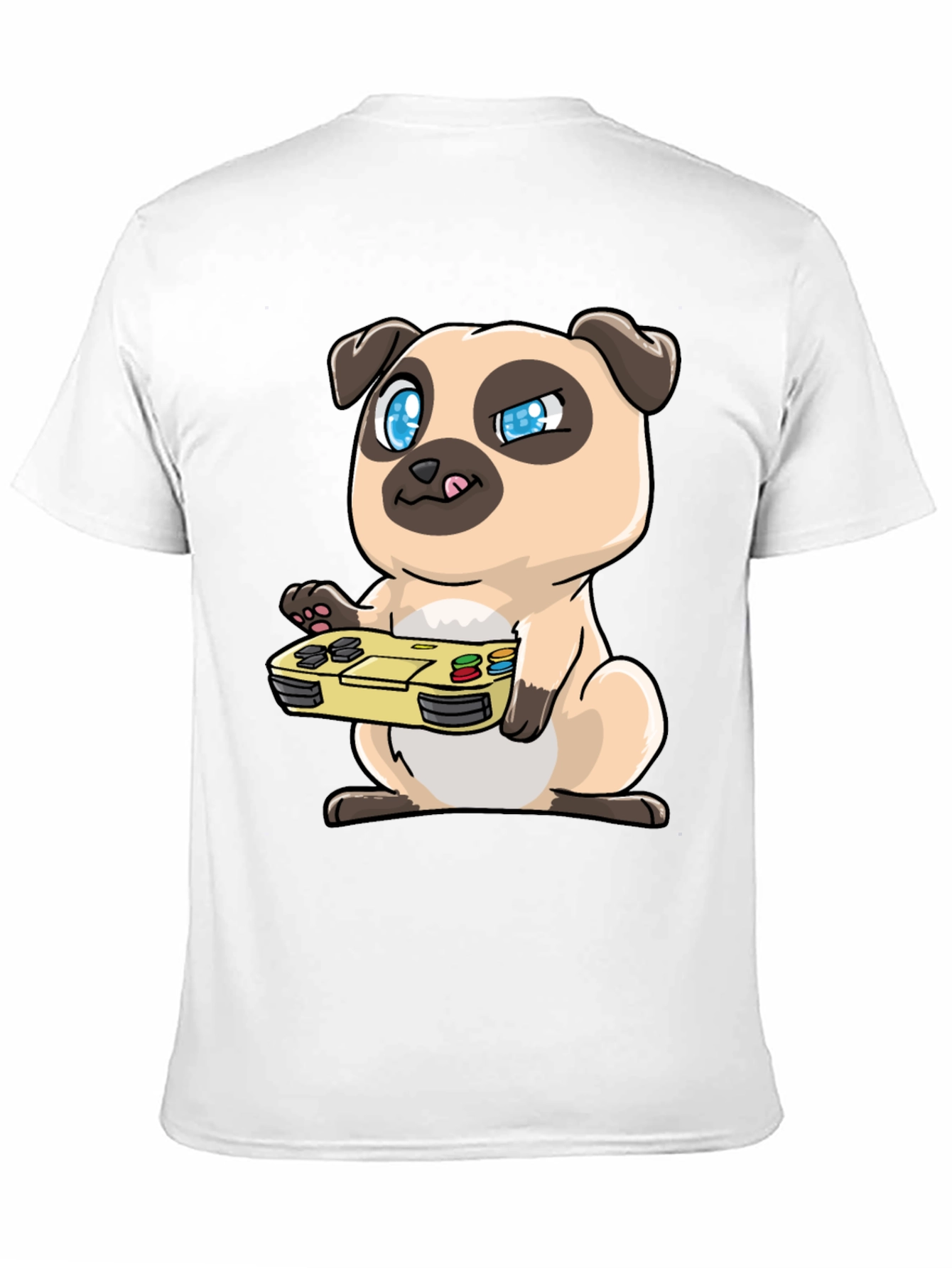 Gamer Pug Graphic Tee - Black Cotton T-Shirt
