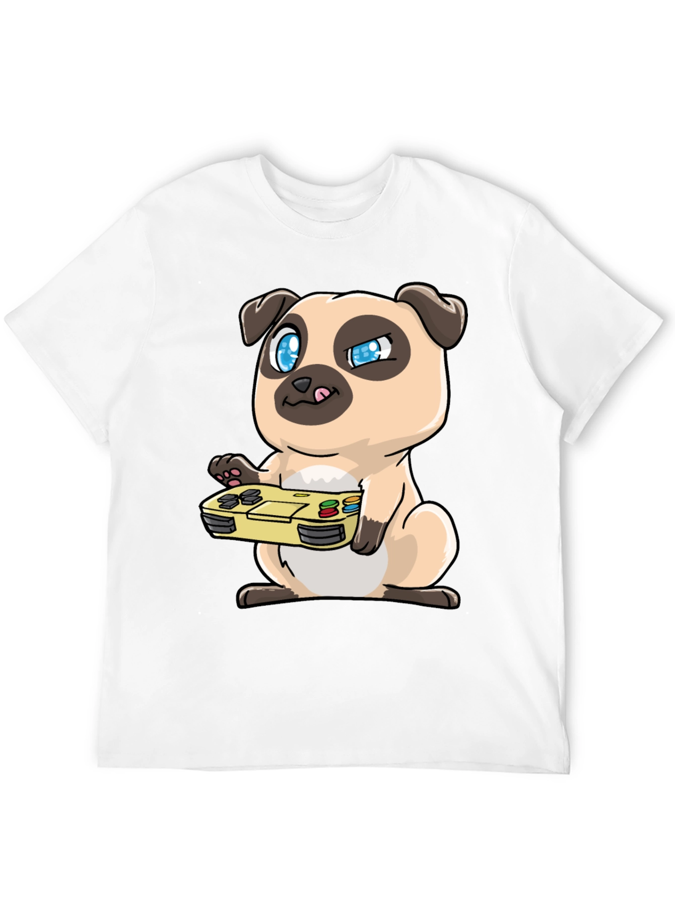 Gamer Pug Graphic Tee - Black Cotton T-Shirt