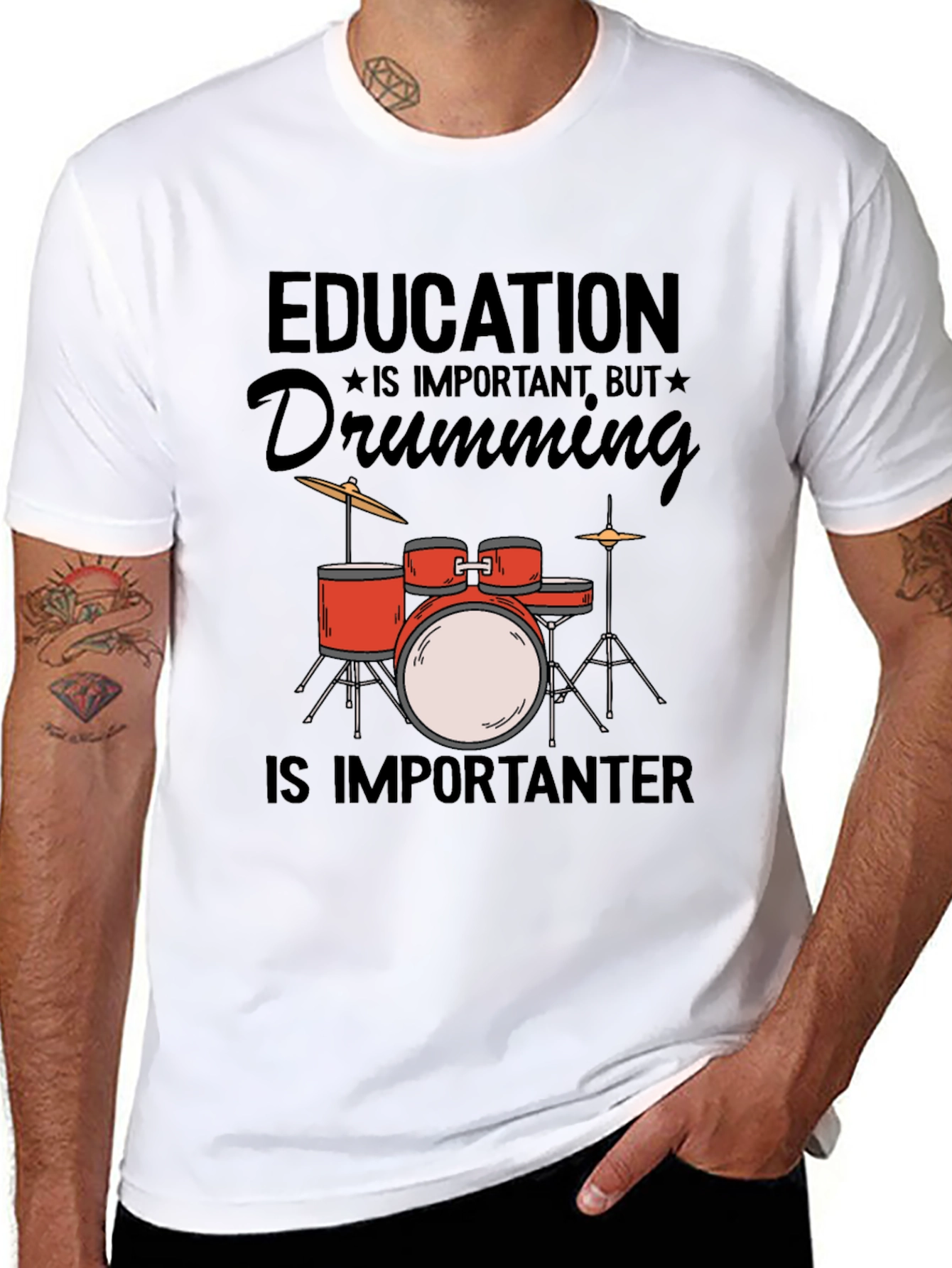 Drumming is Importanter T-Shirt - Music Lover Tee