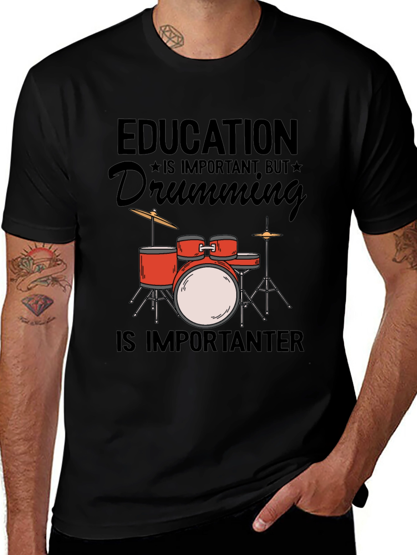 Drumming is Importanter T-Shirt - Music Lover Tee