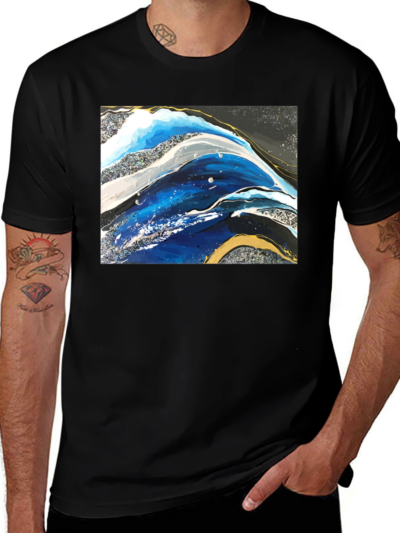 Abstract Wave Art Print Graphic T-Shirt
