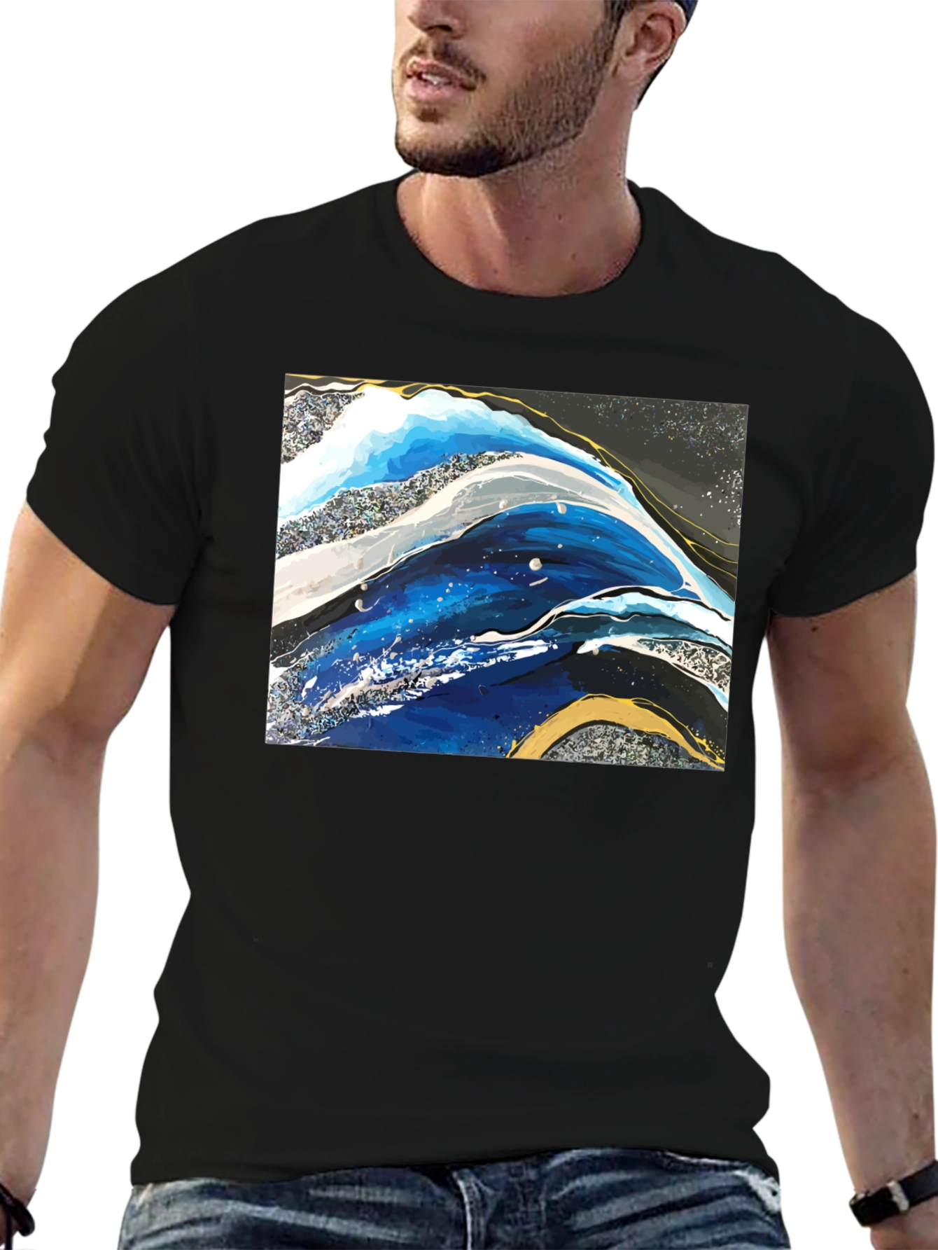 Abstract Wave Art Print Graphic T-Shirt