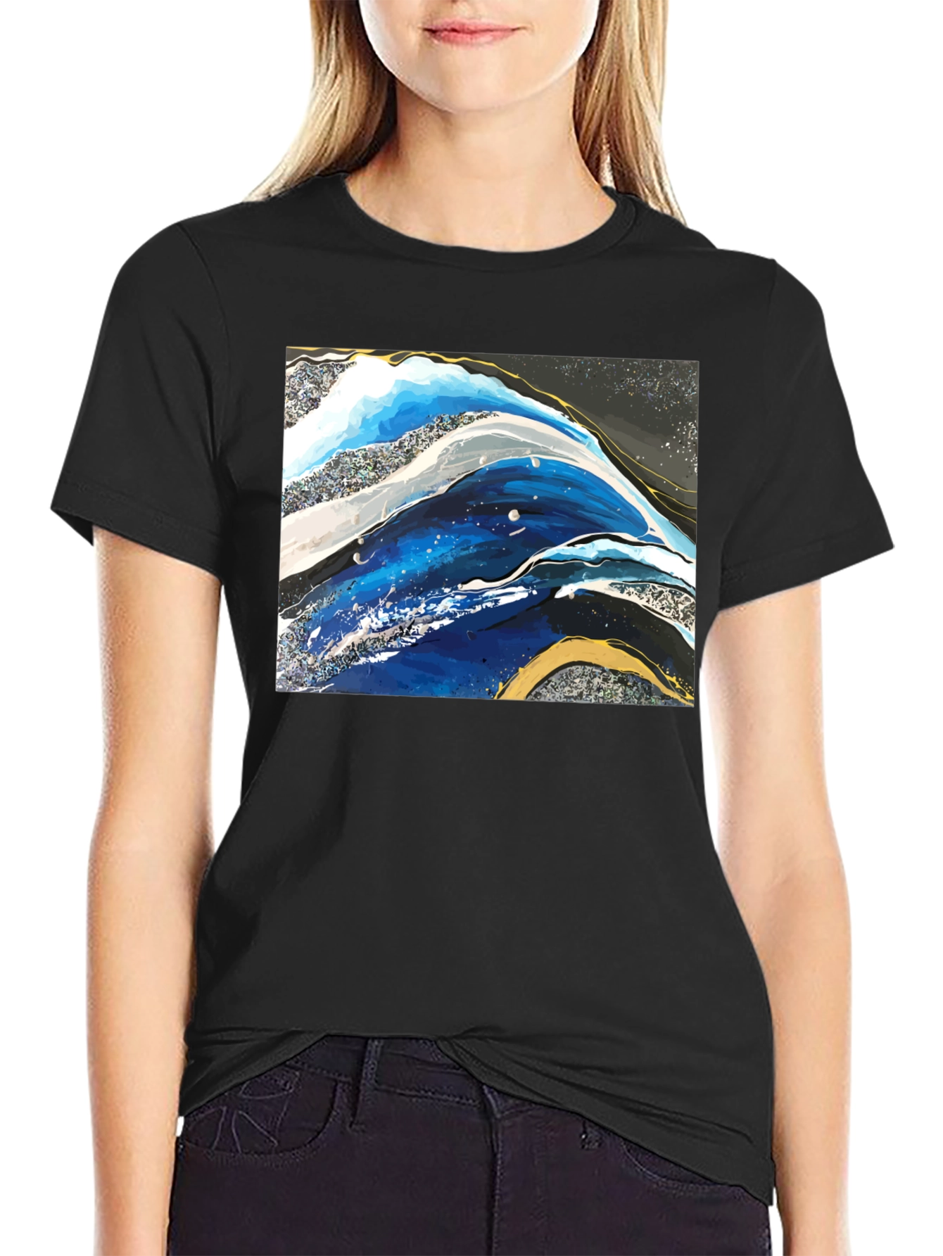 Abstract Wave Art Print Graphic T-Shirt