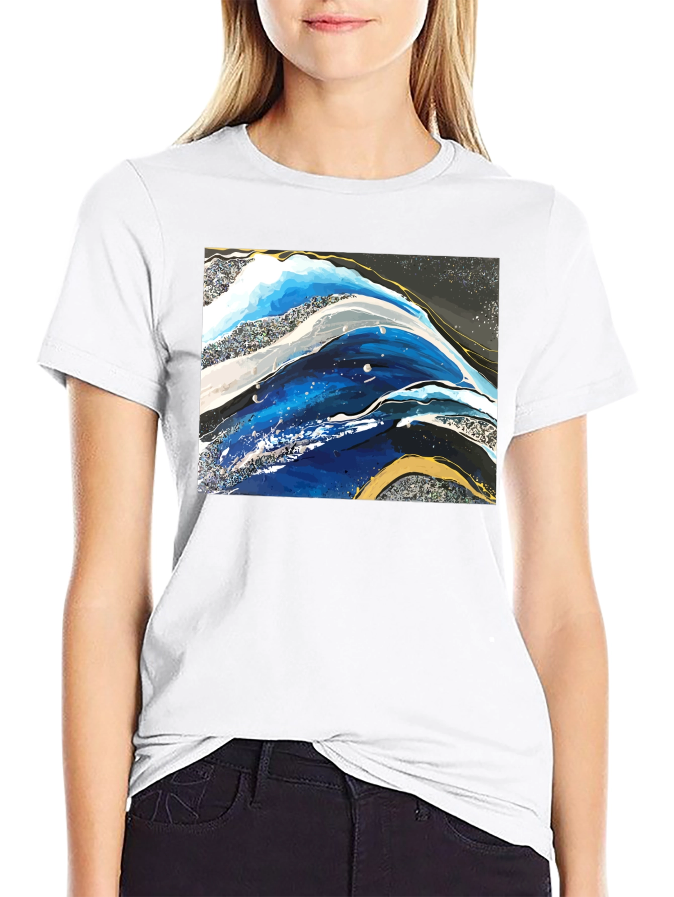 Abstract Wave Art Print Graphic T-Shirt