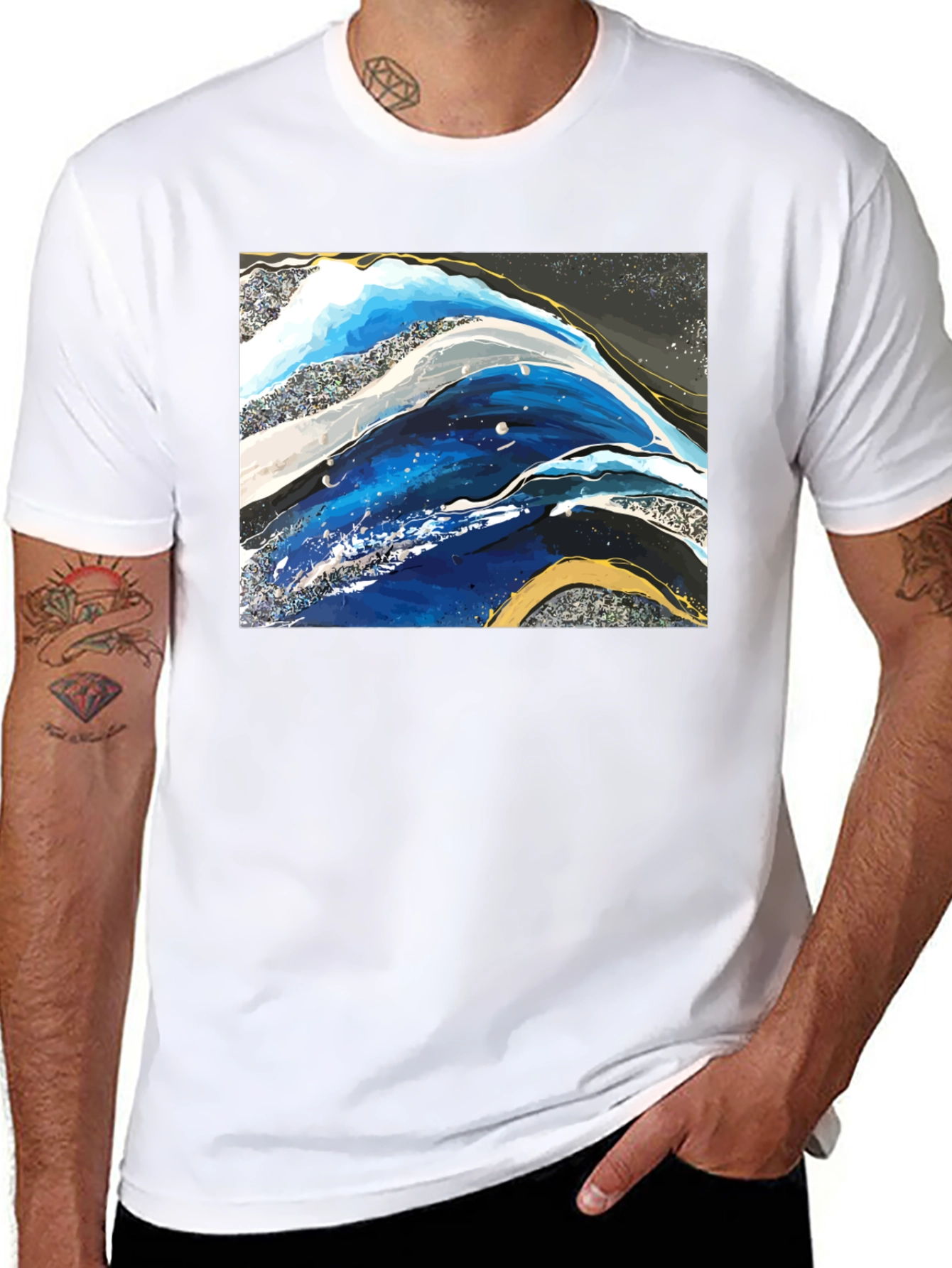 Abstract Wave Art Print Graphic T-Shirt