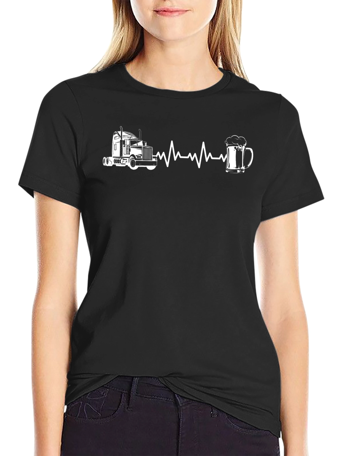 Truckers Heartbeat Tee - Truck & Beer Design