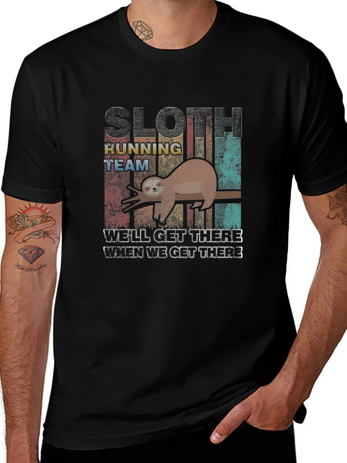 Sloth Running Team Graphic T-Shirt - Funny Novelty Tee