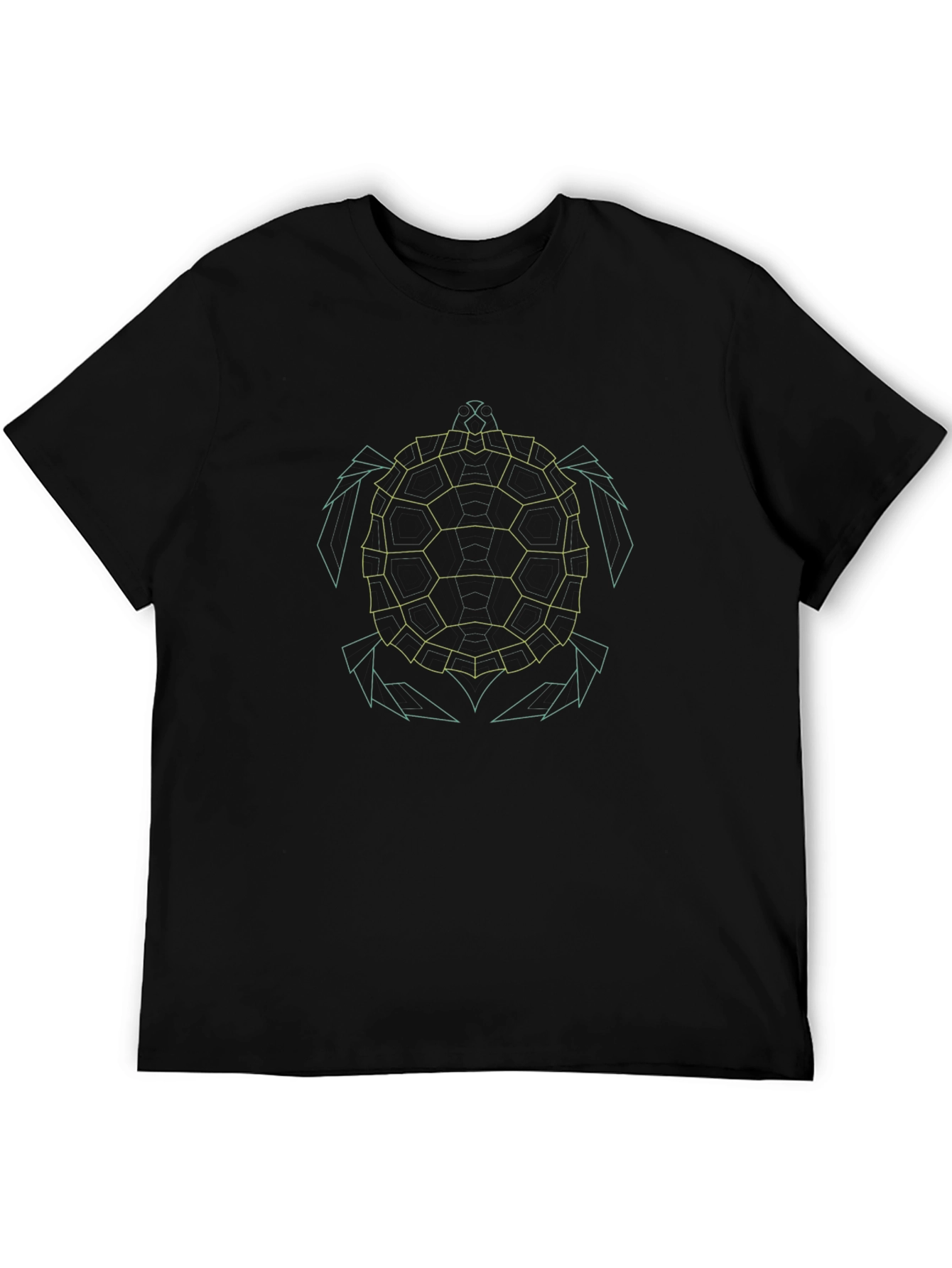 Geometric Turtle Graphic Print Black T-Shirt