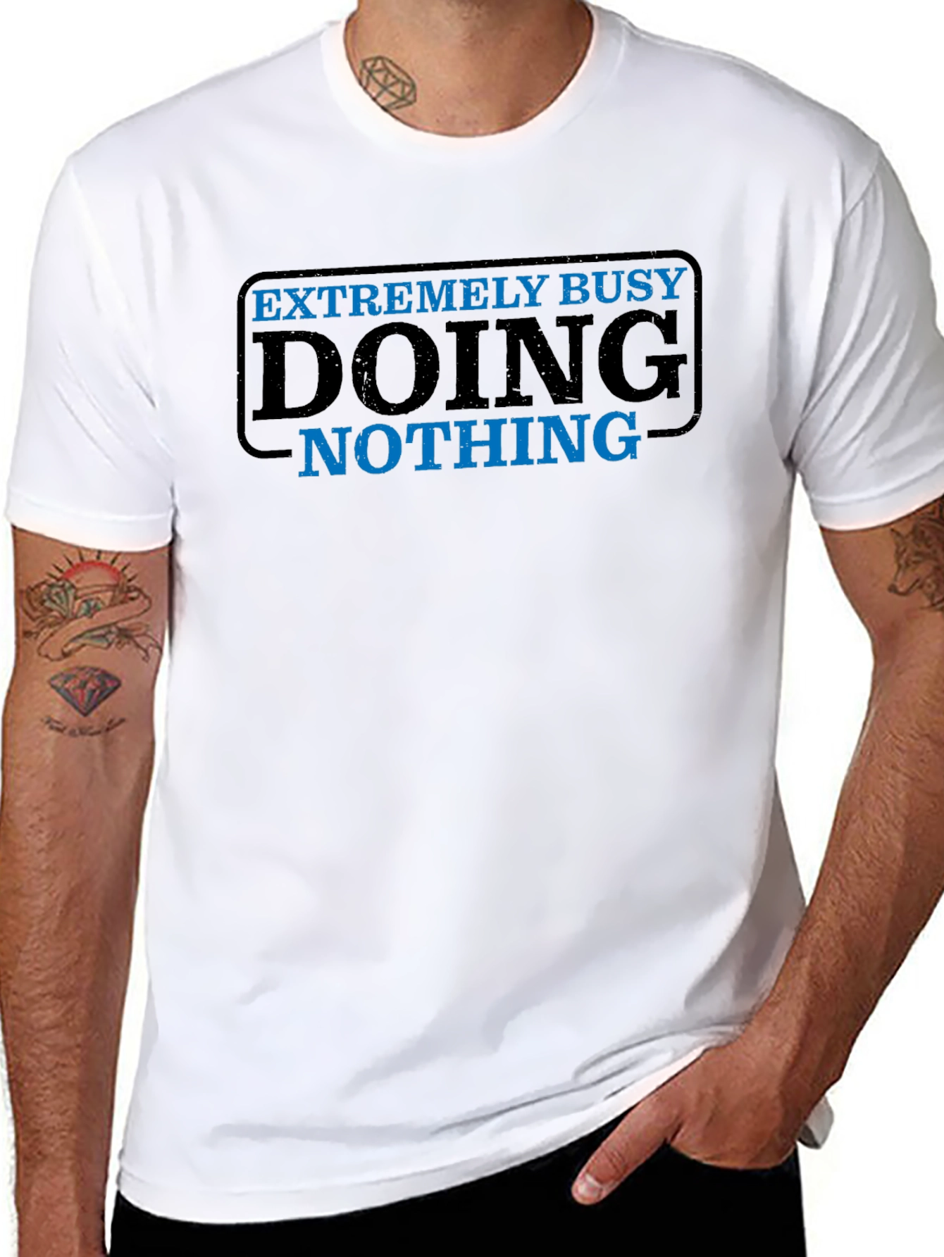 Funny Extremely Busy Doing Nothing Black T-Shirt