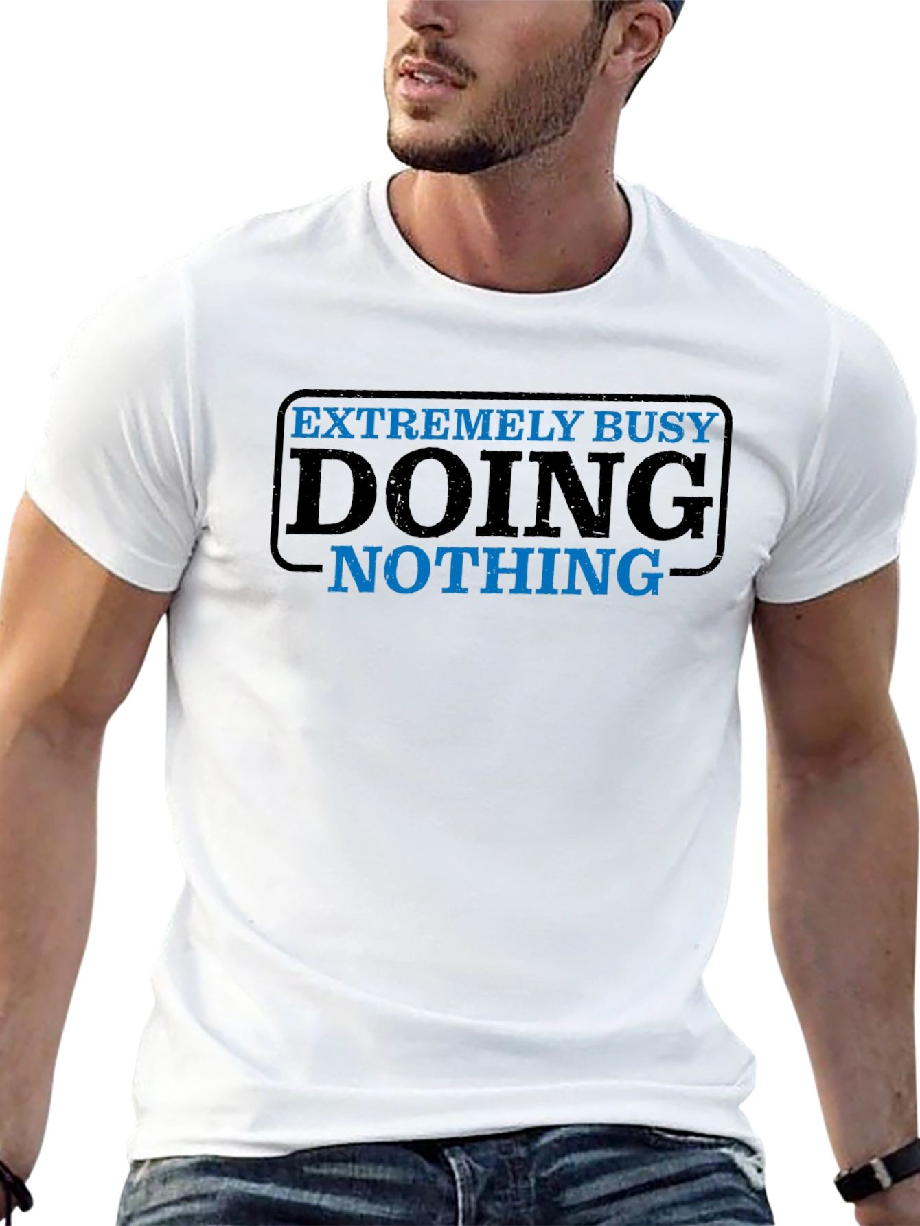 Funny Extremely Busy Doing Nothing Black T-Shirt
