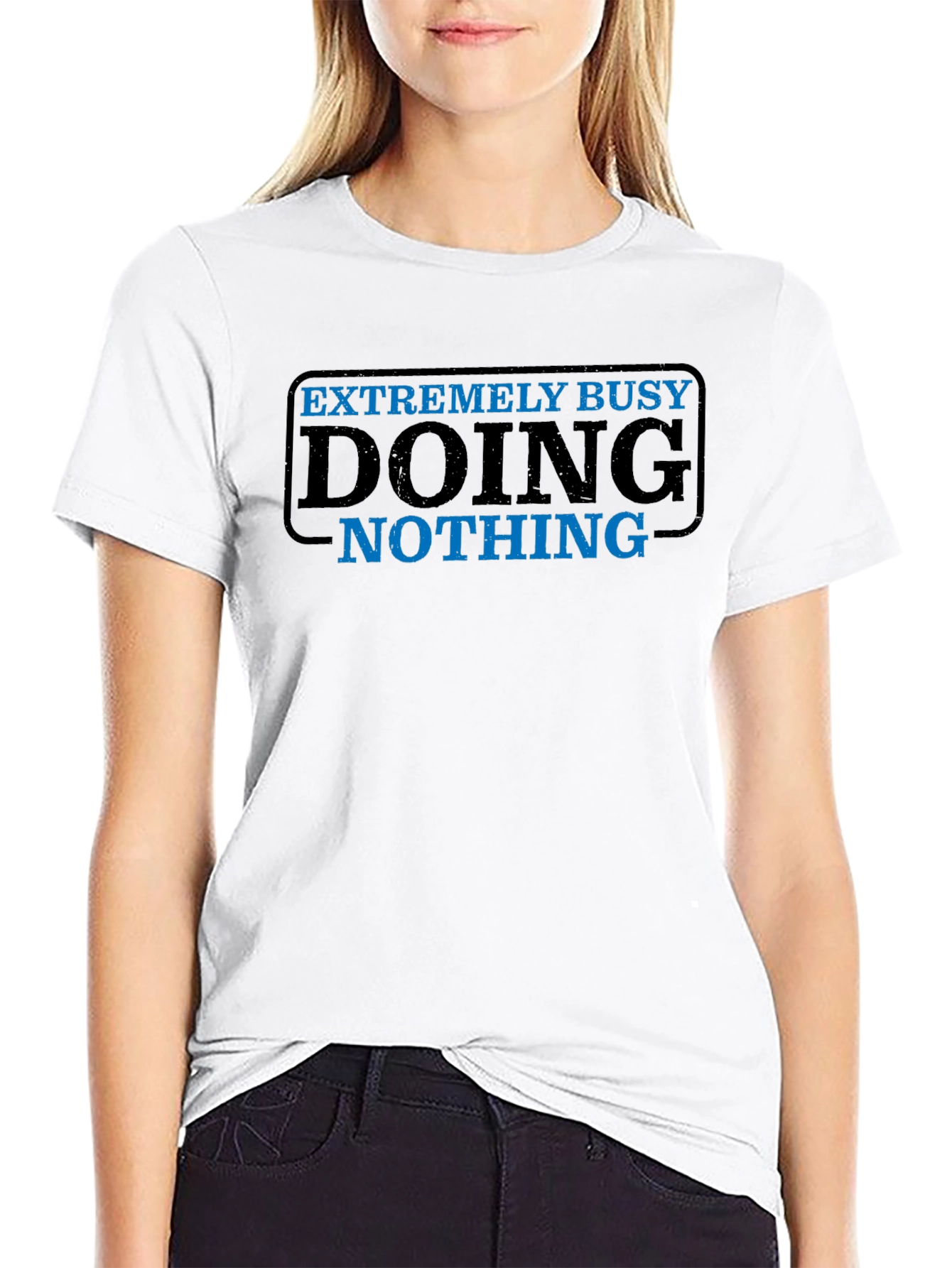 Funny Extremely Busy Doing Nothing Black T-Shirt