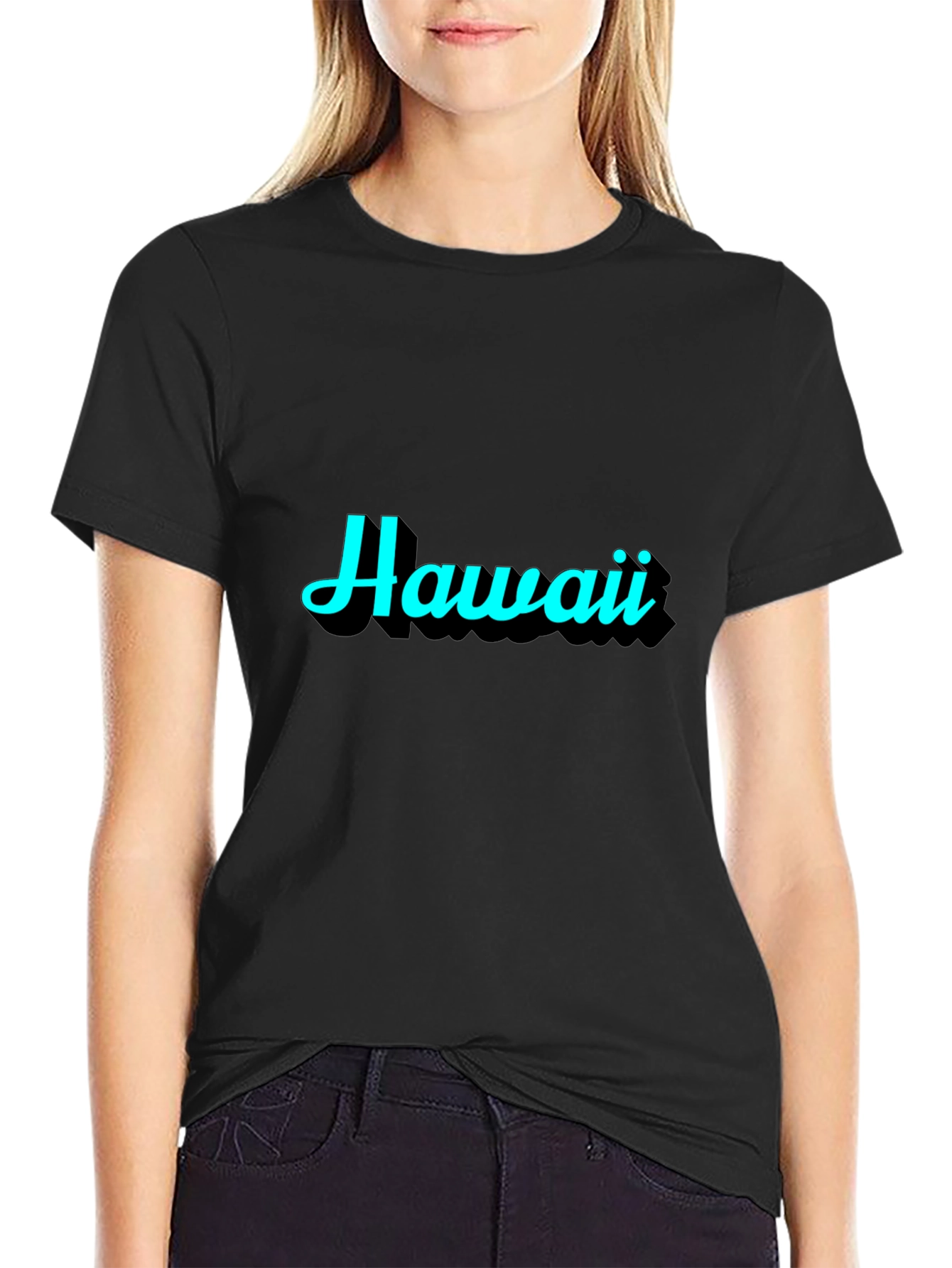 Hawaii Graphic Print Black T-Shirt