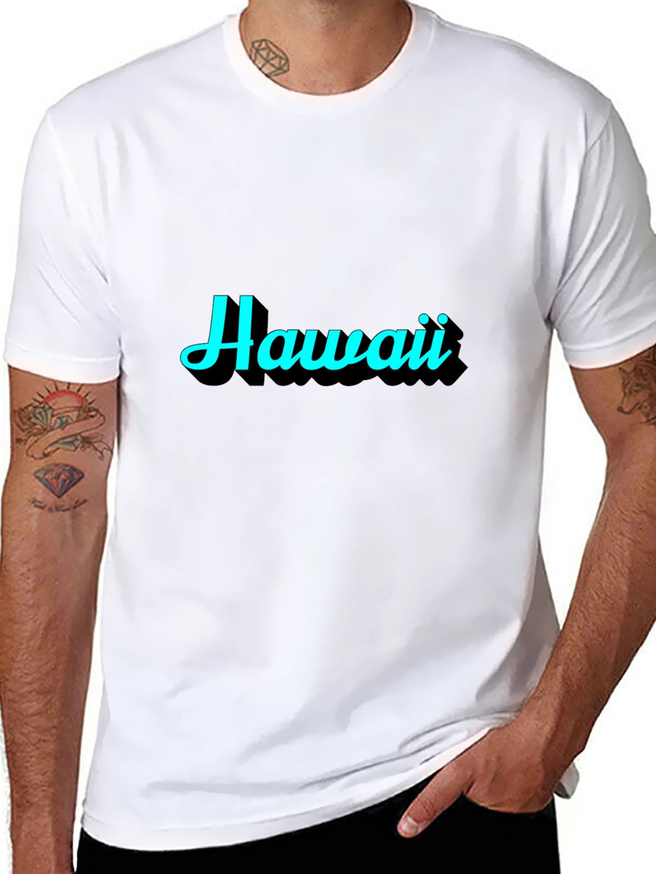 Hawaii Graphic Print Black T-Shirt