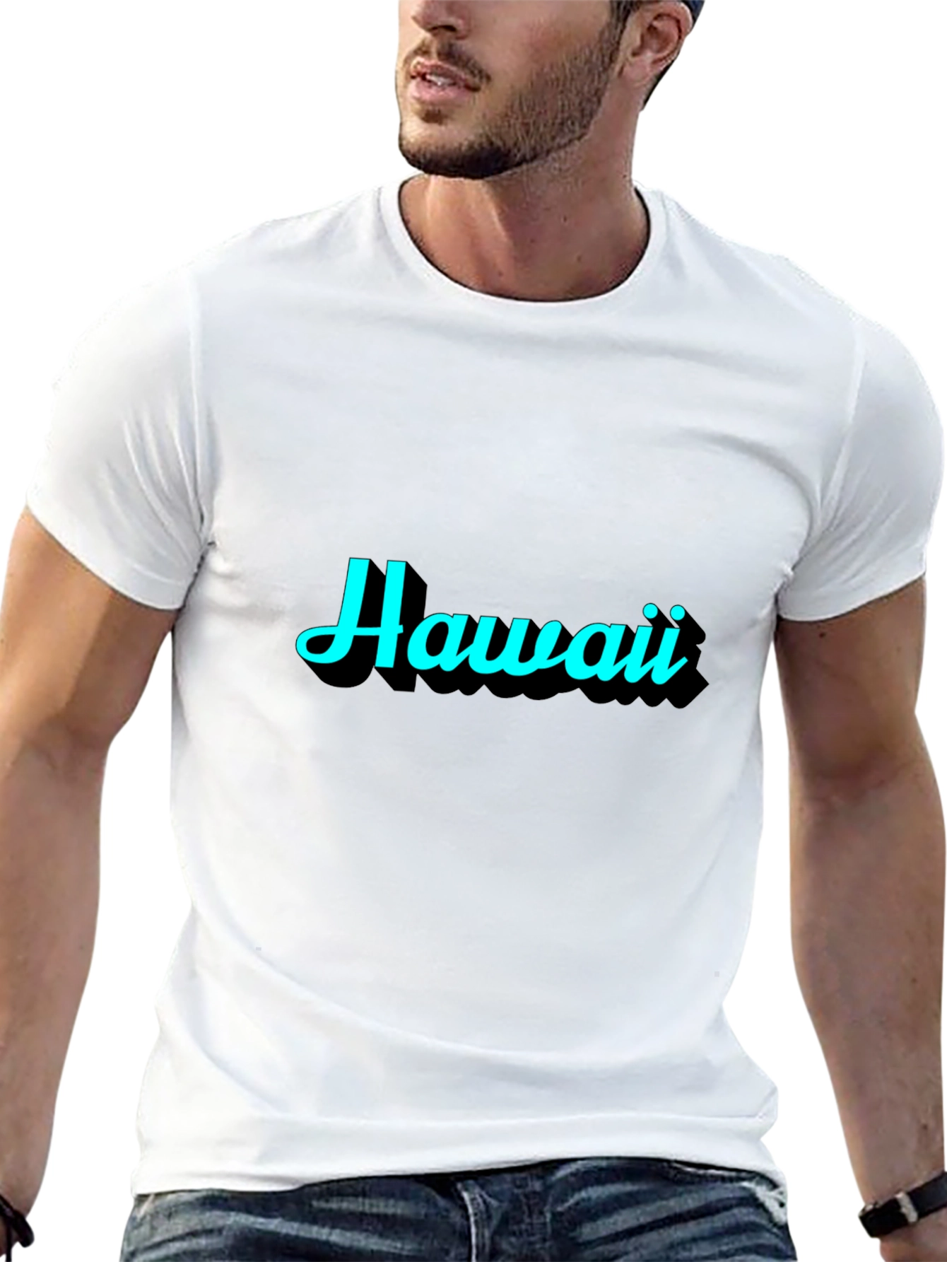 Hawaii Graphic Print Black T-Shirt